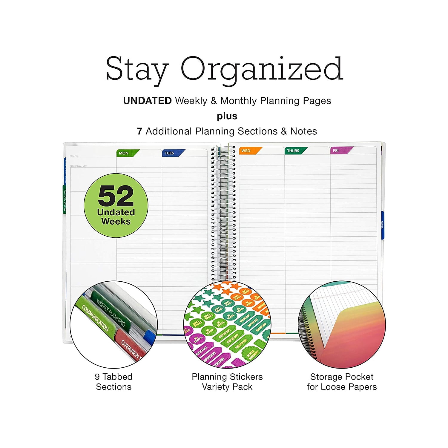 Global Printed Products Deluxe 8.5" x 11" Teacher Academic Planner Multicolor (DTP-0001-U22-S)