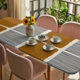 thumbnail image 3 of Brown Table Cloths for 8 Foot Rectangle Tables, Modern Painting Farmhouse Striped Abstract Art Patio Waterproof Elastic Fitted Tablecloths, Washable Rectangular Table Cover for Camping, 3 of 8