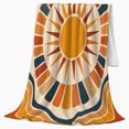 thumbnail image 2 of Golden Sun Circle with Retro Bands, Cozy Modern Style for Sun Lovers, Warm Geometric Solar Pattern and Housewarming Gift, Cozy Flannel Blanket for Bedroom and Living Room, Home Decor, 2 of 9