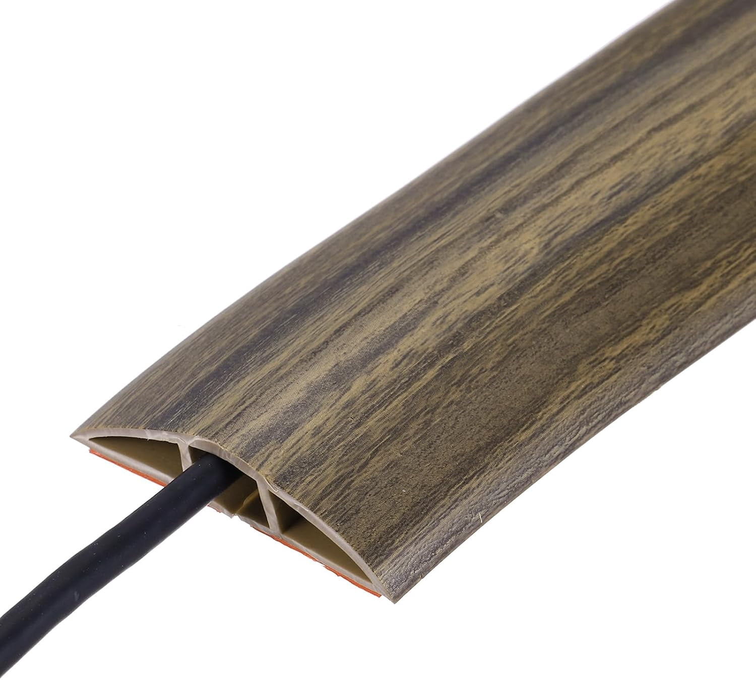 FEFEFW-Floor Cord Cover 4ft, Extension Cord Hider for Floor Cable Management Wire Covers Protector Prevent Cable Trips 0.47" W x 0.24" H, Mist Brown
