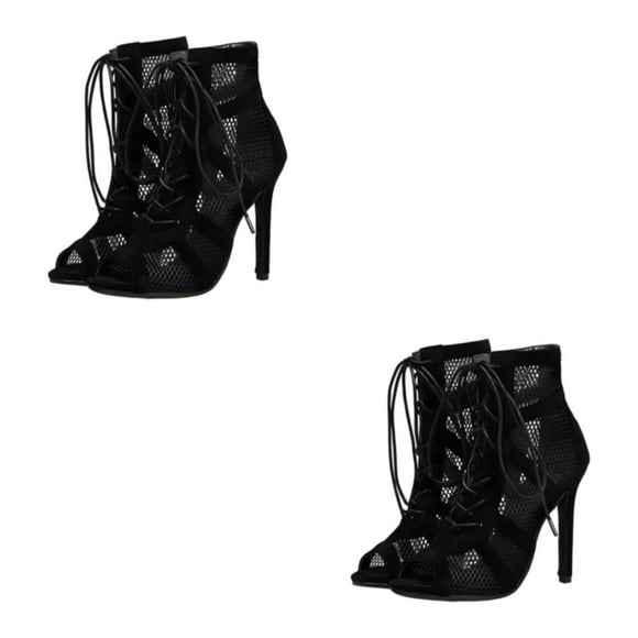 Sonducket Zapatos de baile transpirables para mujeres Manténgase fresco en la pista de baile Tacón alto de moda Negro treinta y siete 2piezas