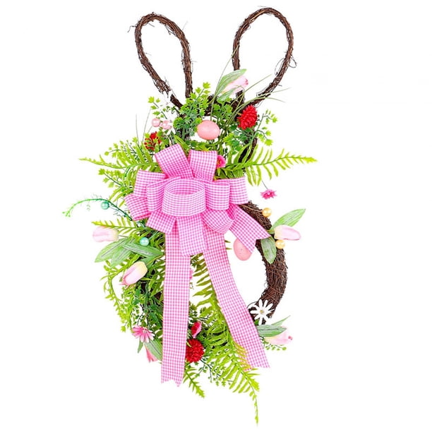 Corona de Conejo de Pascua, Corona Decorativa de Primavera para Puerta Delantera, Pared de Granja