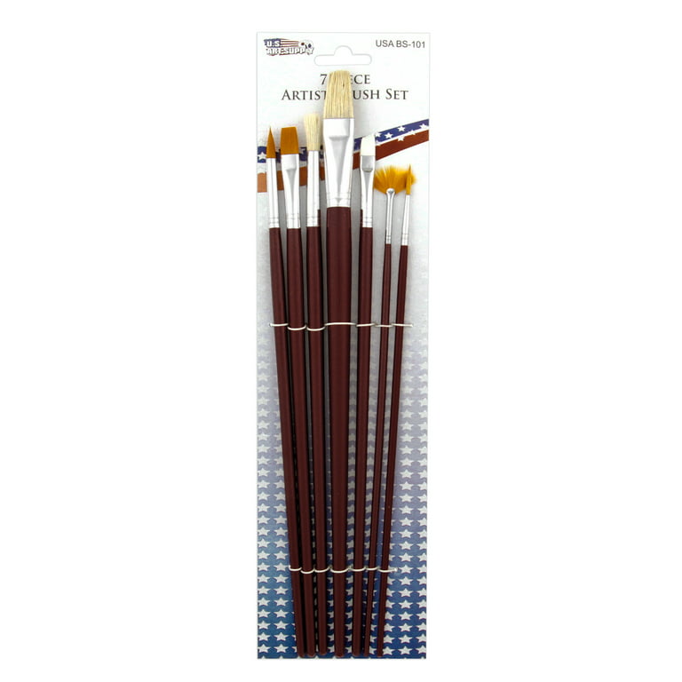 Staccato Long Handle Synthetic Artist Brushes, Set of 12 w/ Easel Case