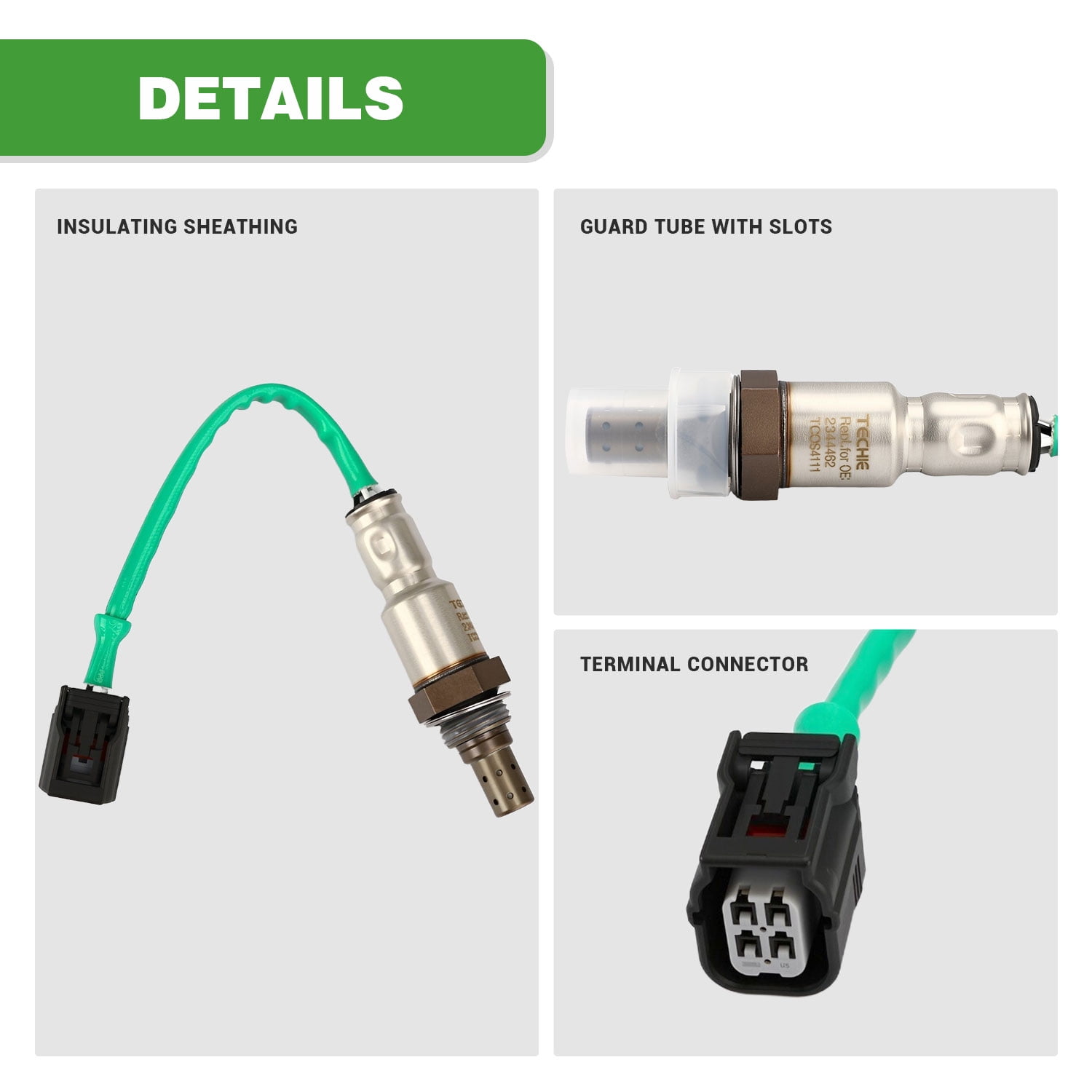 2 PCS TECHIE Oxygen Sensor 234-9091 234-4462 Upstream Downstream Oxygen Sensor Fit for 2014-2009 ACURA TSX L5-2.5, for 2012-2008 HONDA  ACCORD L4-2.4, 36532-R40-A01,36531-R40-A01,NTK24434