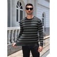 thumbnail image 4 of COOFANDY Men's Striped Crewneck Sweaters Long Sleeve Knit Pullover Lightweight Slim Fit Sweater, 4 of 8