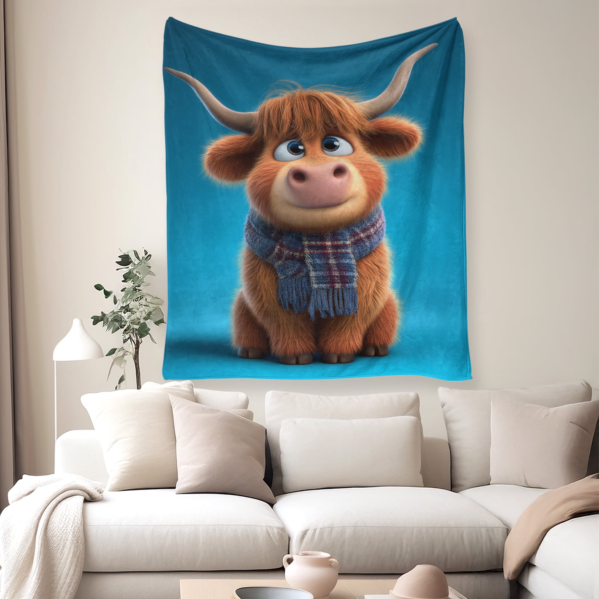 Flannel Fleece Throw Blanket, Soft Large Throw Blanket, Lightweight Cozy Plush Throw Blanket Fit Sofa Bed, 50"x60", Plateau Cattle