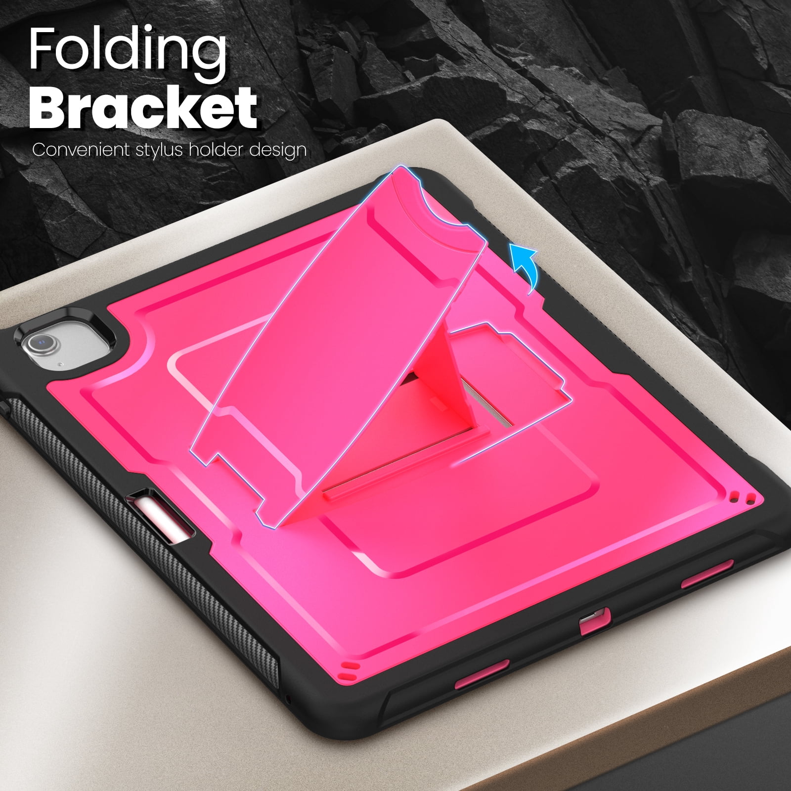 Allytechgroup Case for Apple iPad Air 13 Inch M2 2024 with Pencil Holder/ Support Pencil 2nd & Magnetic Attachment Wireless Charging Kickstand Hard PC + Soft TPU Shockproof Stand Rugged Cover, Rose