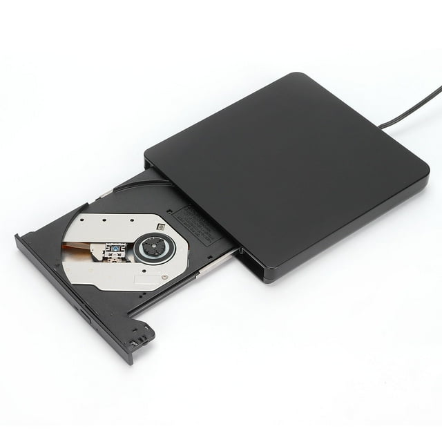DVD Player for Laptop, USB2.0 Transmission Standard Unique Round Silica Gel Design USB2.0 External CD Drive Eject Button Design for Home for Office Black