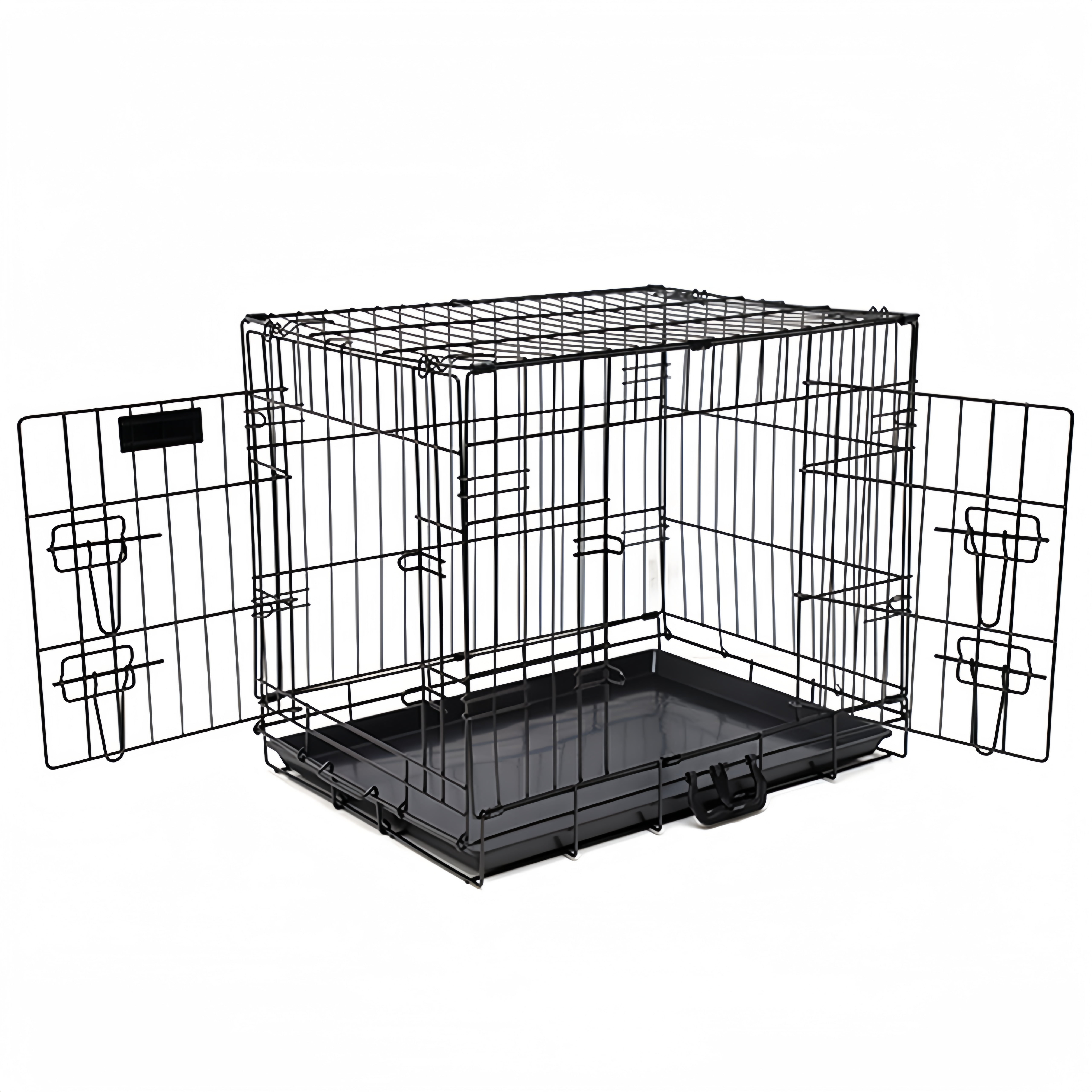 GODOHOME 24'' Collapsible Dog Crate Wire Pet Dog Crate with Double Doors