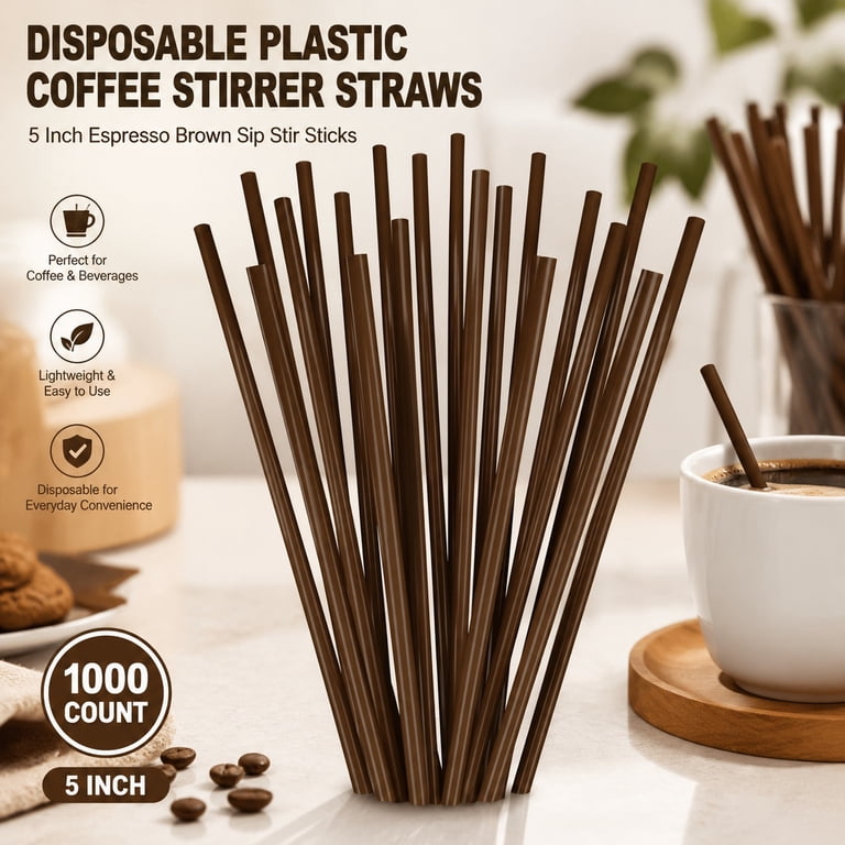5 dsiposable sticks Neon Coffee Stirrers, 1000 Disposable Plastic Drink Stirrer - 5-Inch (Pack of 1) adding a cheerful touch to your daily coffee or tea routine Disposable Bamboo Sticks, 5 inch