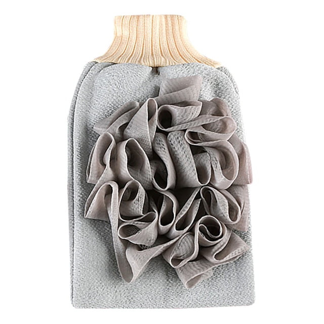 Guante de baño exfoliante de doble cara - cerdas suaves y exfoliante texturizado para adultos, guante suave para limpiar la piel, accesorio para ducha y baño