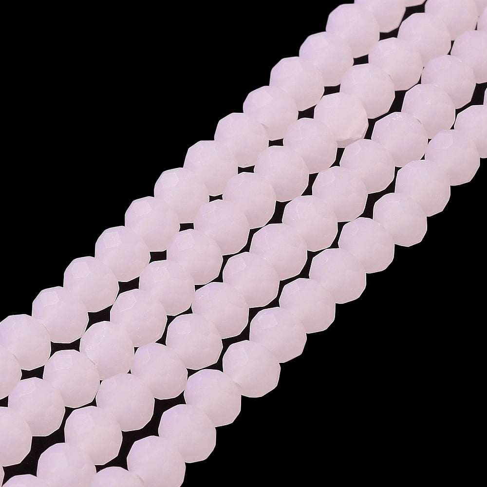 10strands Imitation Solid color Glass Beads Strands Faceted Frosted Rondelle Pink 8mm Hole: 1mm about 63~65pcs/strand 39~40cm