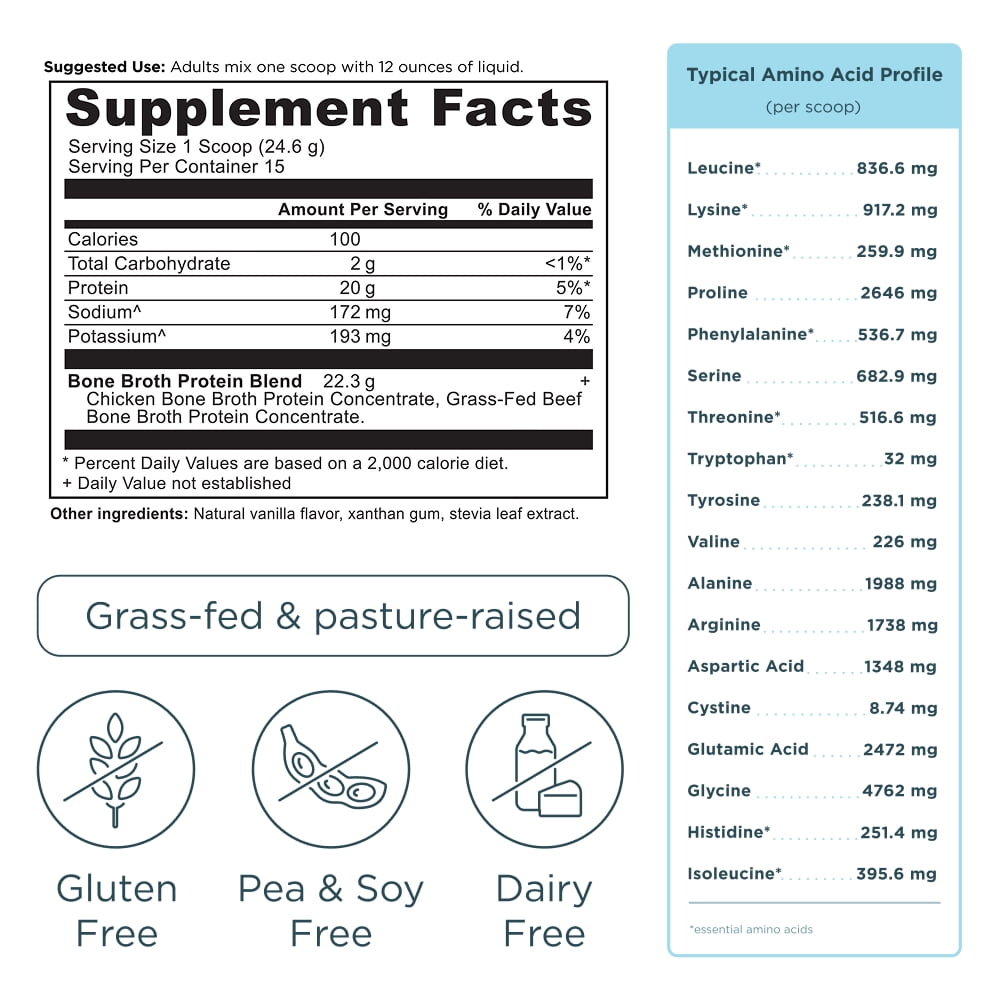 Ancient Nutrition Grass Fed, Bone Broth Protein Powder, 20g Protein, Hydrolyzed Collagen Peptides, Keto & Paleo Friendly, Supports Joint, Gut Health, Vanilla, 15 Servings