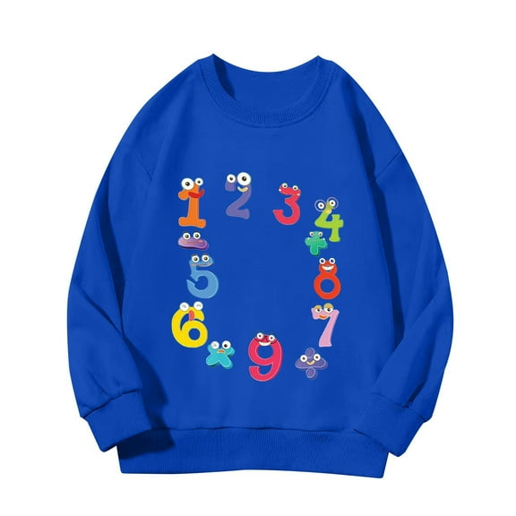 Ruyang Number Print Girls Boys Pullover Sweatshirts Funny Colorful Cute Long Sleeve Cotton Casual Athletic Tops for Kids