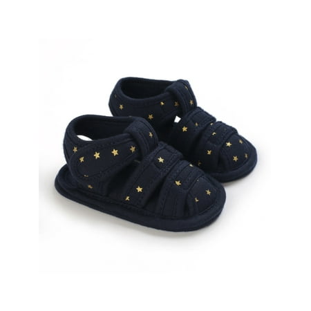 

UKAP Infant Sandals Soft Sole Crib Shoes Summer Flat Sandal Lightweight First Walkers Baby Girls Boys Beach Non-Slip Blue 12-18 months