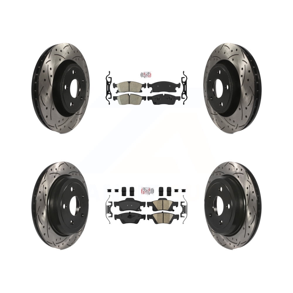 Transit Auto Front Rear Ceramic Pads And Coated Drilled Slotted Disc