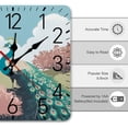 thumbnail image 2 of Peacock Garden Scene Wall Clock Silent Non-Ticking For Home Office Decor, Decorative Clock Art, 2 of 7