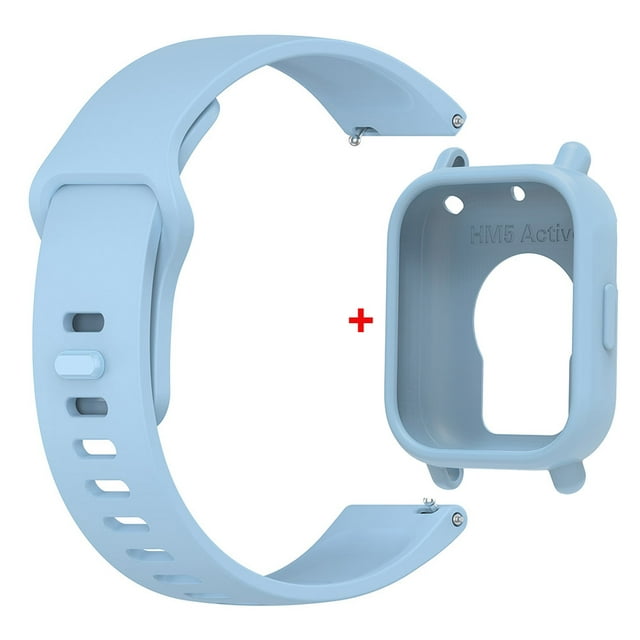Silicone Strap For Redmi Watch 5 Active Smart Watch Band + Protective Case Shell Light Blue Bundle Redmi Watch 5 Active