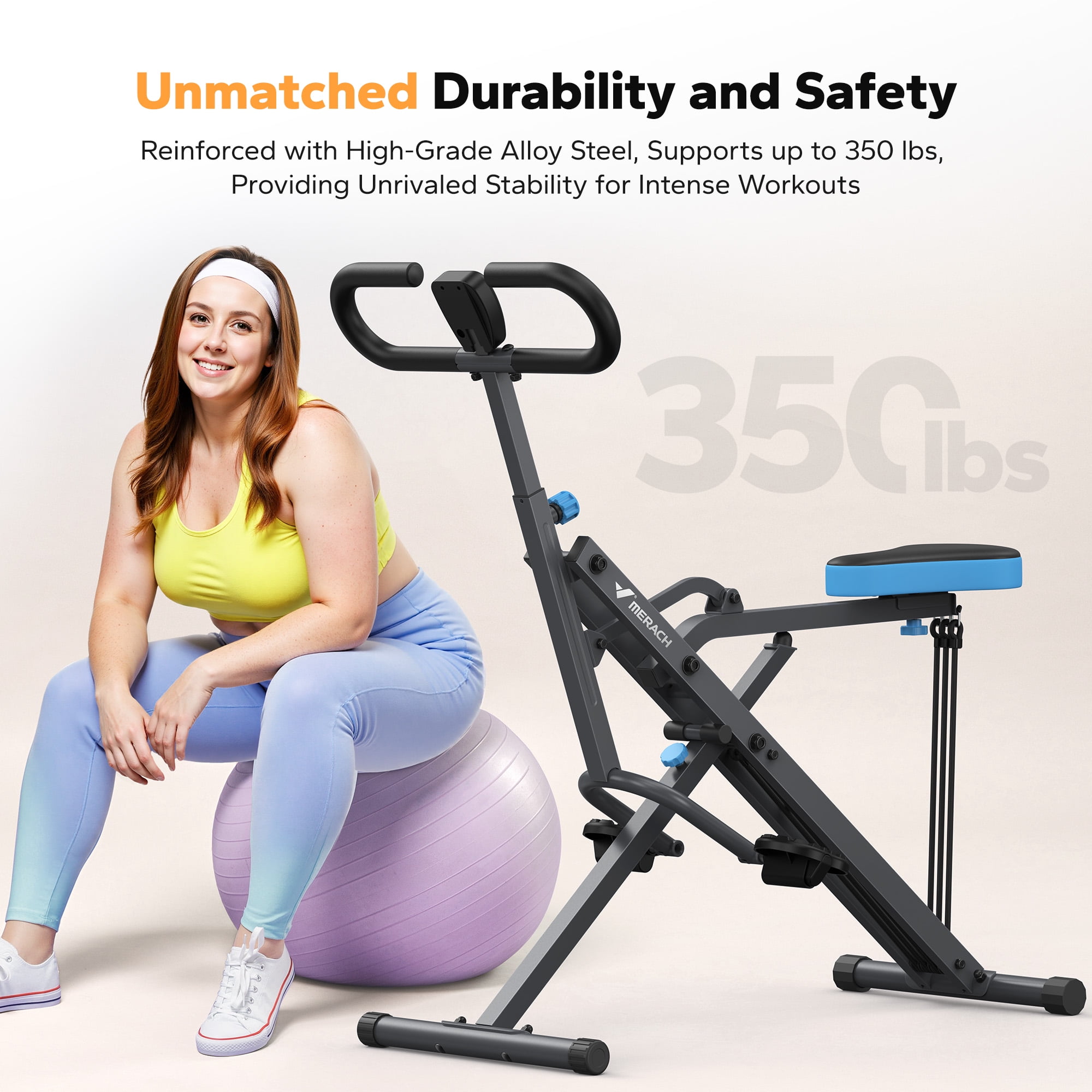 MERACH Squat Assist Trainer Foldable Glutes Leg Workout Machine with 3 Tension Bands, 350 lbs