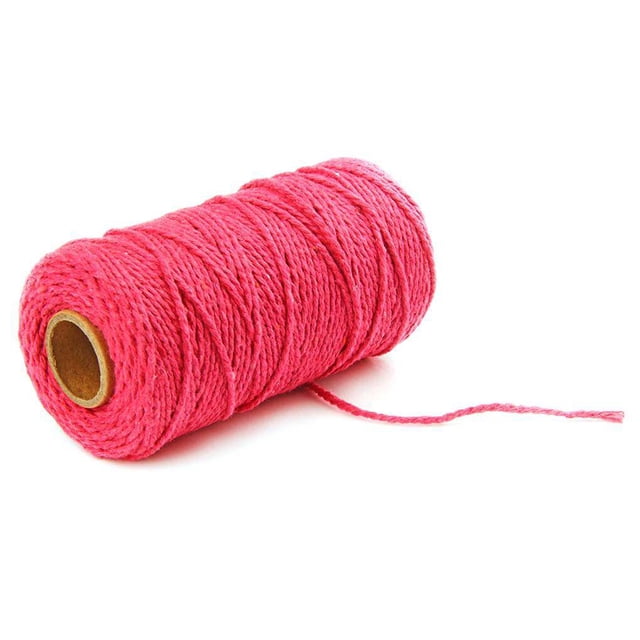 Decodeary Corde Rustique Macramé 2mm 100m Corde Torsadée en Coton Coloré Bricolage Artisanat rose Rouge 1Ensemble