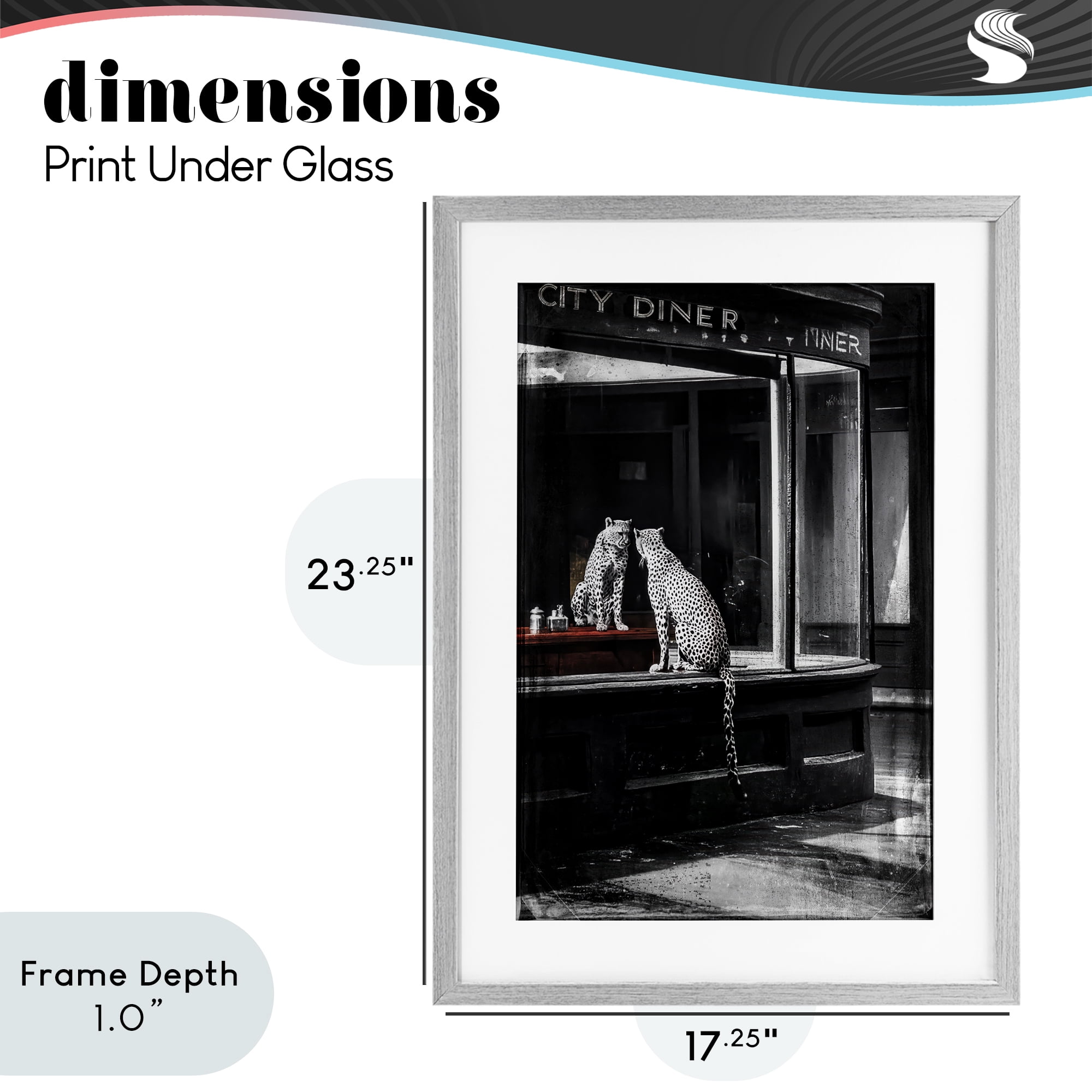 Stupell Industries Diner Noir Leopard Reflection Gray Framed Print Under Glass, design by Annabelle Hall