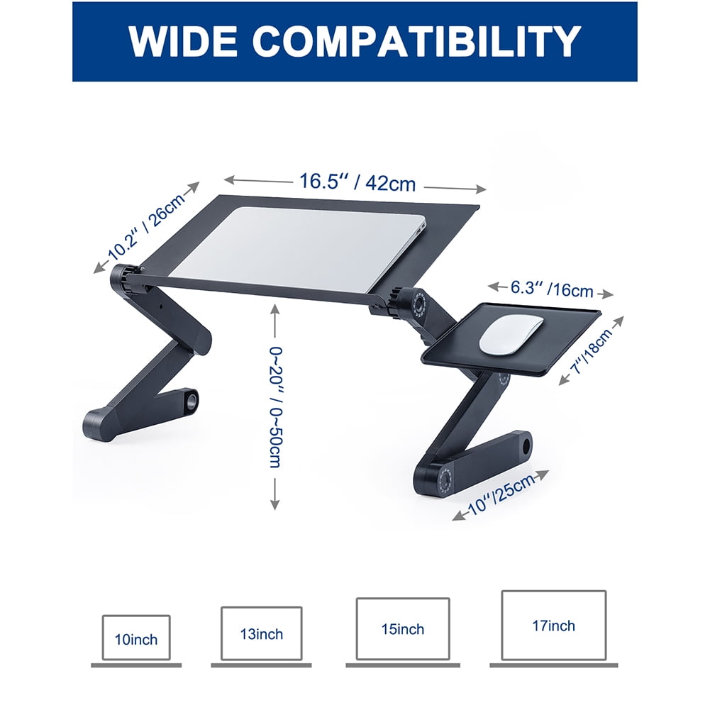 Private Jungle Adjustable Laptop Stand Laptop Desk with 2 CPU Cooling USB Fans for Bed Aluminum Lap Workstation Desk with Mouse Pad, Black Private Jungle Adjustable Laptop Stand Laptop Desk with 2 CPU Cooling USB Fans for Bed Aluminum Lap Workstation Desk with Mouse Pad, Black