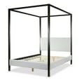 thumbnail image 2 of Aric Navy Blue Velvet Queen Bed with Contrasting Piping Accent, 2 of 5