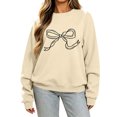 thumbnail image 2 of Bow Knot Crewneck Sweatshirt For Women Fall Fleece Lined Long Sleeve Cute Casual Loose Pullover Tops, S-XXL, 2 of 6