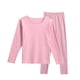thumbnail image 1 of Qarigey 1 Juego de ropa interior de poliéster para mujer, ropa interior portátil de Color sólido con cuello redondo, ropa de dormir térmica para Ropa interior Rosado Qarigey AP013675-03, 1 of 6