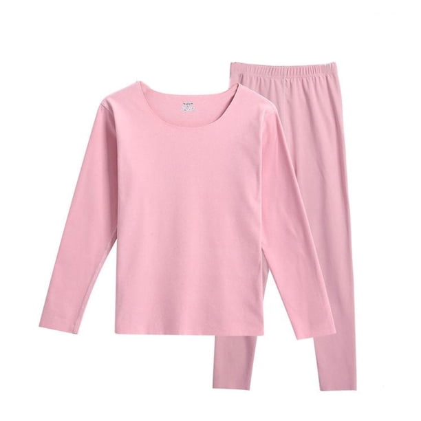 Qarigey 1 Juego de ropa interior de poliéster para mujer, ropa interior portátil de Color sólido con cuello redondo, ropa de dormir térmica para Ropa interior Rosado Qarigey AP013675-03