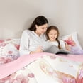 thumbnail image 5 of Castle Fairy Flying Pink Butterfly 2Pcs Bedding Comforter Set for Children Women Girls,Floral Pink Rose Twin Comforter Sets,Gradient Ombre Breathable Bedding Set,Luxury Bedroom Decor, 5 of 8