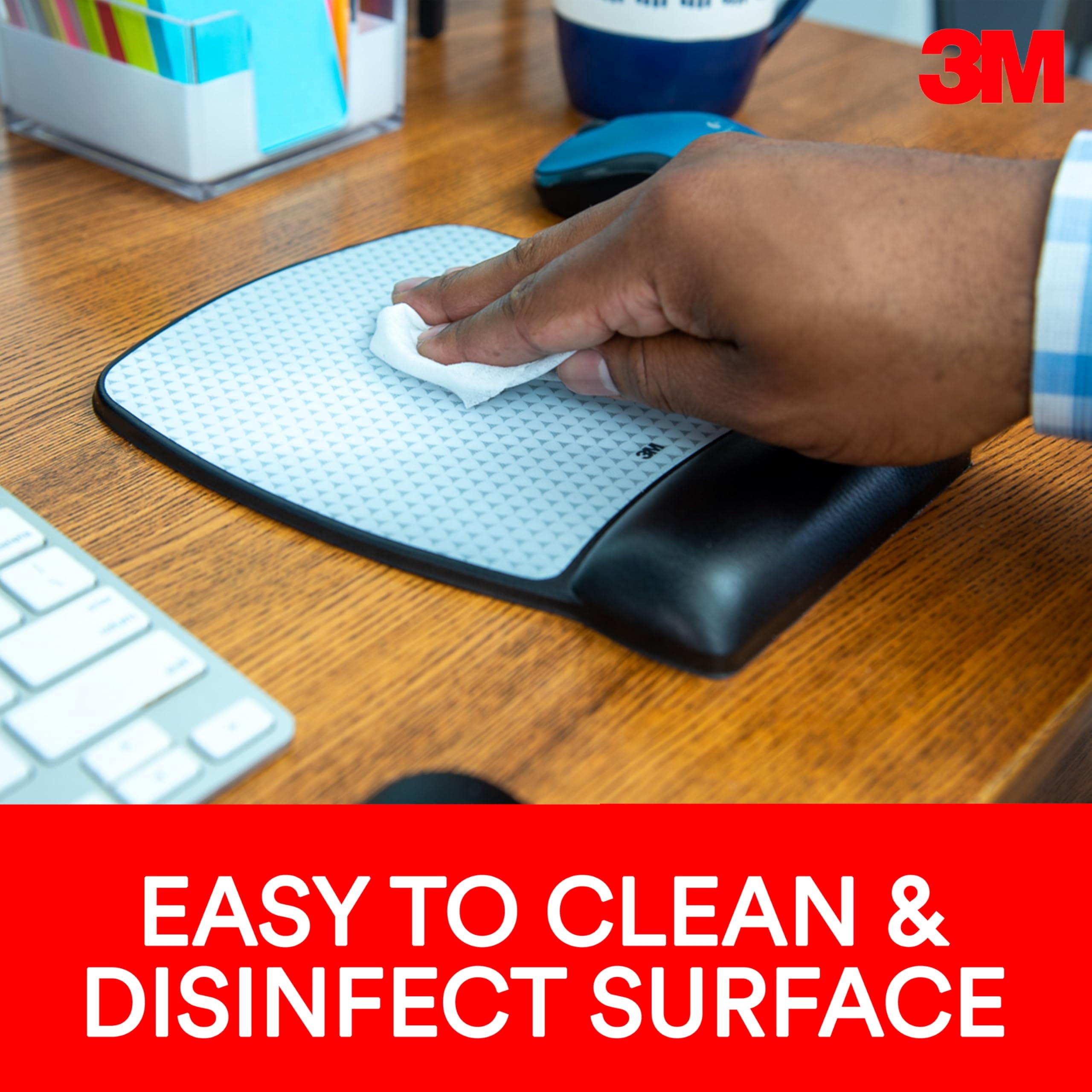 3M Antimicrobial Gel Compact Mouse Pad with Wrist Rest, 8.6 x 6.75, Black