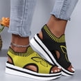 thumbnail image 6 of Domuza Women's Butterfly Knit Wedge Sandals, Breathable Open Toe Slip-On Platform Shoes, Lightweight Comfort Casual Footwear for Summer Outdoor Activities Yellow 6.5（EU-37）, 6 of 6