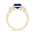 thumbnail image 2 of ANGARA Lab Grown 3.4 Ct Blue Sapphire & Lab Diamond 3 Stone Ring for Women in 14K Yellow Gold (Size-10x8mm) | September Birthstone, Anniversary, Jewelry Gift for Women | Lab-Grown Blue Sapphire Ring, 2 of 8