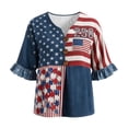 thumbnail image 4 of XAOFW 250th Anniversary T Shirts For Women 3/4 Sleeve V Neck Patriotic Button Tee With Red White And Blue Graphic T-Shirts 4th Of July Comfortable Tops XXXXXL, 4 of 4
