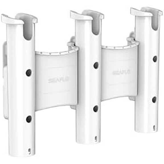 SEAFLO Universal Wall-Mounted Tube Fishing Rod Holders PP and Glass-Filled - 4-Year Warranty (White, 3-Rod Holder, 1-Pack)