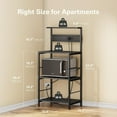 thumbnail image 5 of Bakers Rack with 3 Power Outlets, 4-Tier Kitchen Microwave Stand with Storage, Freestanding Kitchen Shelf Stand 23.6”L x 15.7”W x 51.2”H, Coffee Bar Table, Black, 5 of 7