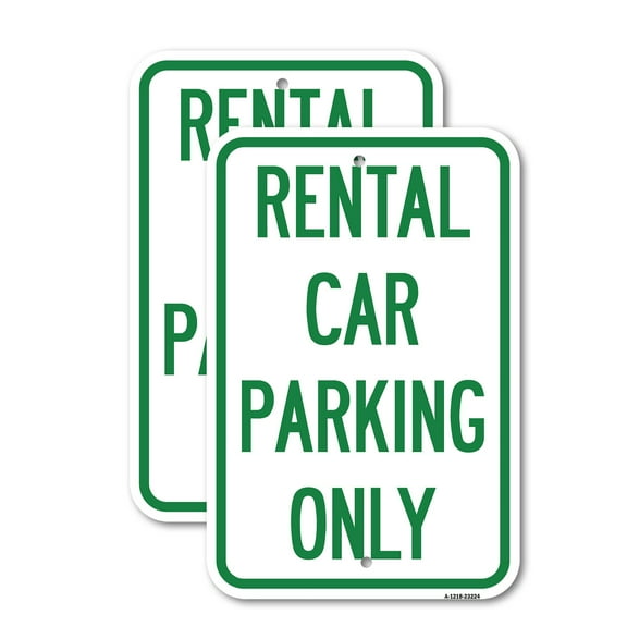 (2 Pack) Rental Car Parking Only | 18" X 24" Heavy-Gauge Aluminum Sign | Rust Free Aluminum, Weather Resistant, Waterproof, Fade Resistant, 2 Pre-drilled Holes