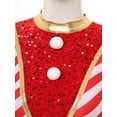 thumbnail image 7 of Kvysinly Women's Christmas Candy Cane Leotard Bodysuit Costume Mock Neck Long Sleeve Santa Jumpsuit Red XL, 7 of 7
