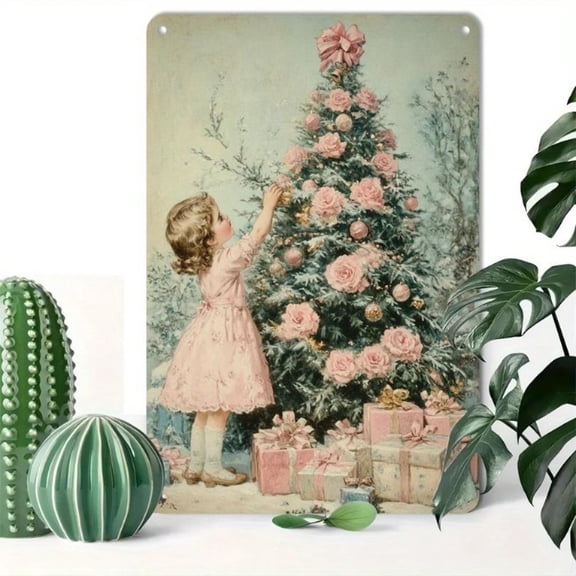 HELLOYOUNG Vintage Christmas Tin Sign 8x12 Inch - Rustic Metal Wall Decor, Reusable Craft for Home Bar Yard