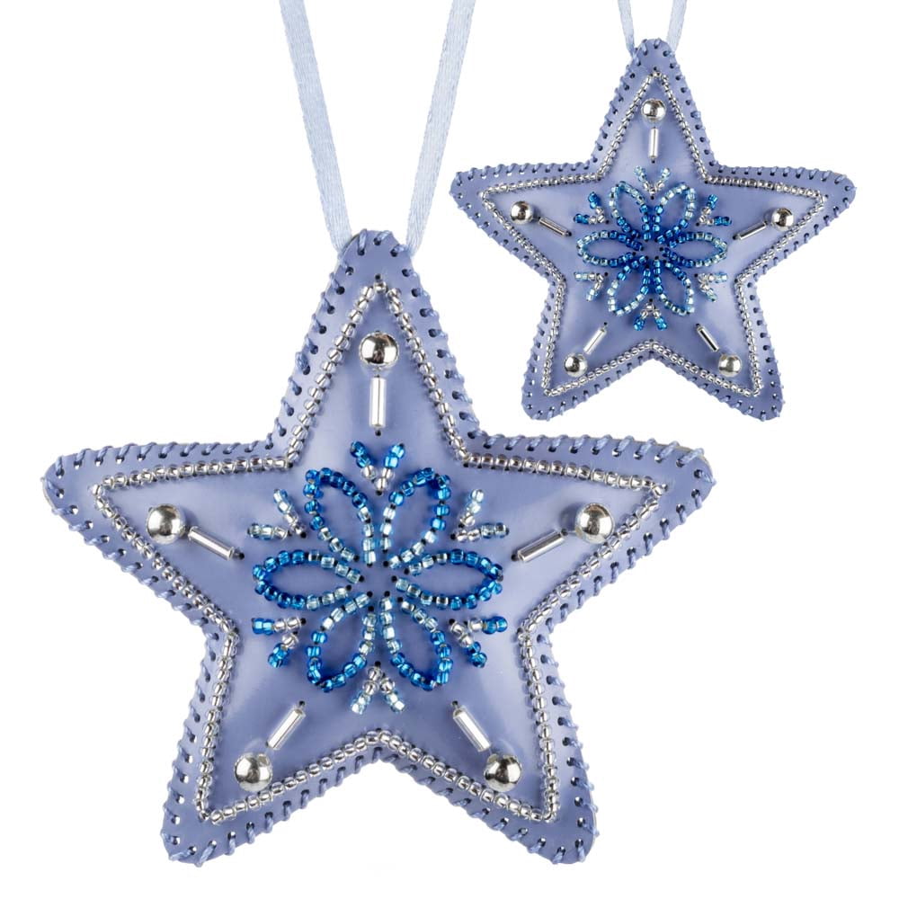 Bead embroidery kit on artificial leather Star Christmas Ornament FLBB-126
