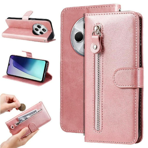 Estuche de Cuero PU con Cierre para Xiaomi Redmi 14C 4G , Funda Protectora con Billetera y Correa