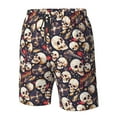 thumbnail image 2 of Yiaed Guitar Skull record Print Men's Swim Trunks with Lining Quick Dry Sports Shorts Beach Shorts Boardshorts-Small, 2 of 5