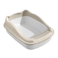 thumbnail image 4 of Caja de arena para gatos con tapa abierta, accesorios para jaula de arena, caja de arena para inodoro, recipiente profundo, inodoro para ir al baño, , Crema 15X12X Crema 15X12X6in, 4 of 10