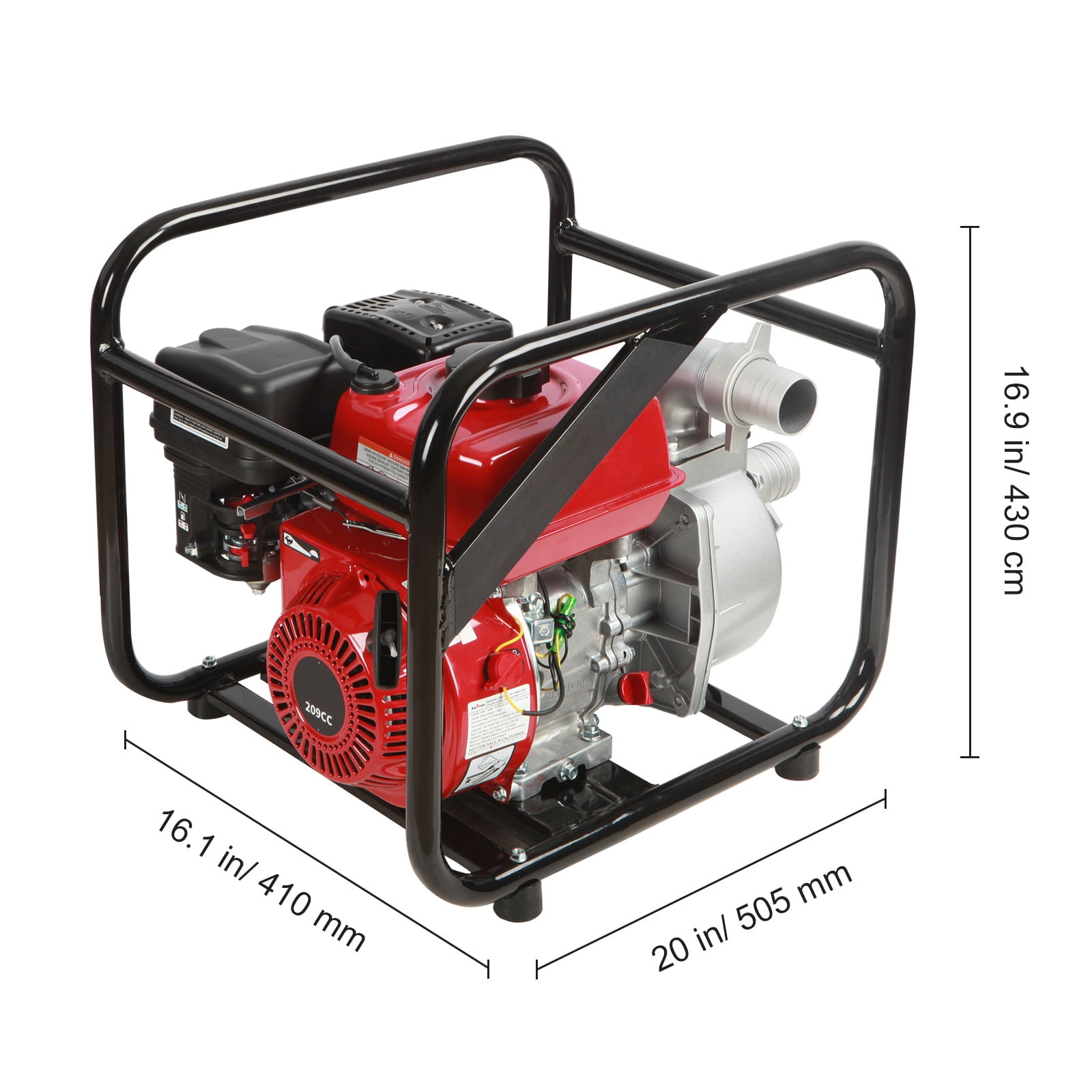 KFFKFF Gasoline-Powered Water Pump, 2-inch, 7HP, 142 GPM Flow Rate, 148ft Lift, 22ft Suction, 4-Stroke Engine for Efficient Water Transfer, Portable Design with 25ft Hose for Irrigation and Pool Use