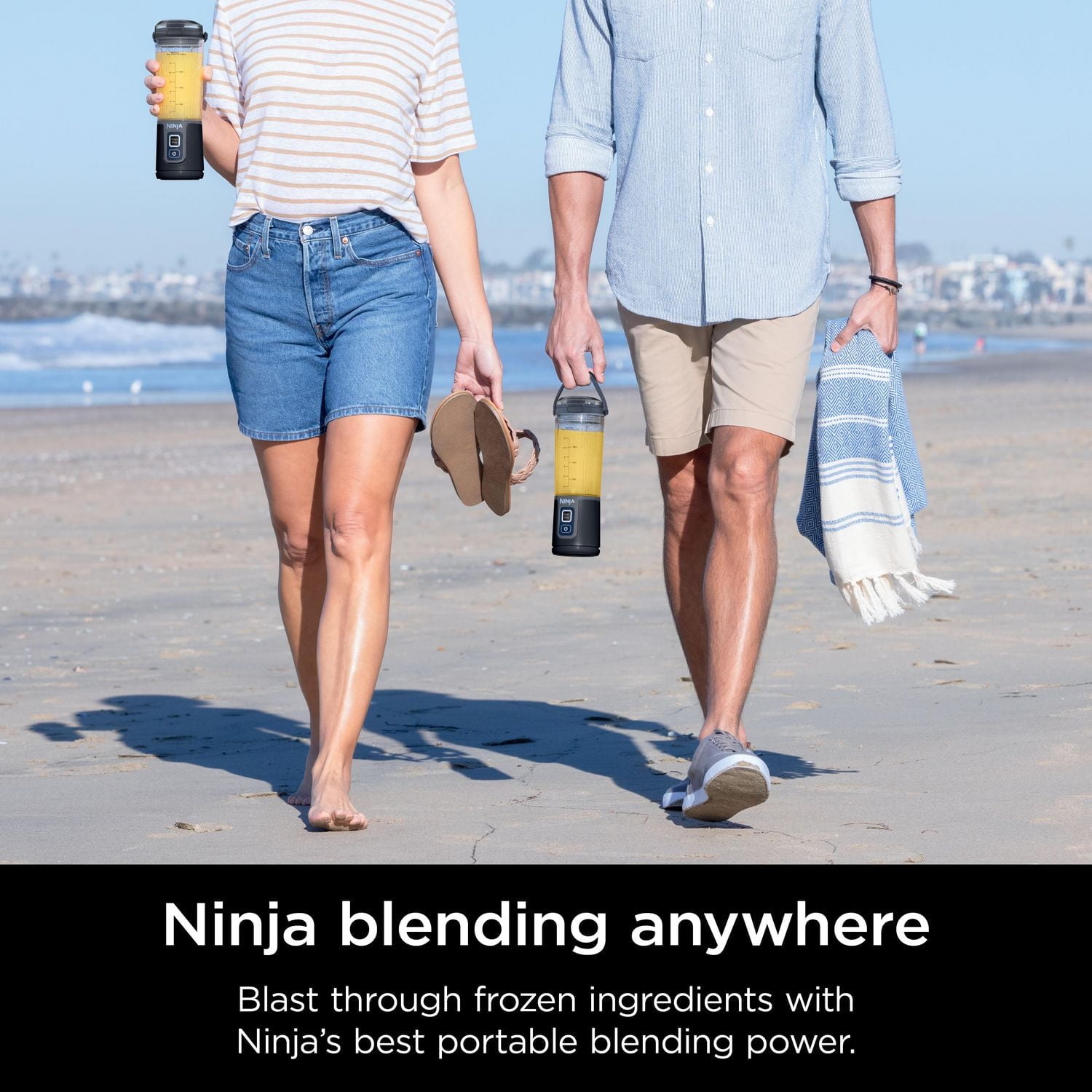Ninja Blast 16 oz. Mélangeur portable avec couvercle anti-fuite et bec verseur facile, Noir, BC100BKC Rechargeable par USB-C