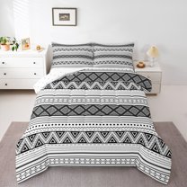 Homewish Bohemian Aztec 2pcs Bedding Comforter Set for Female Men Teens,Tribal Style Twin Comforter Sets,Bohemiantheme Breathable Bedding Set,Super Cozy Room Decor,Reversible