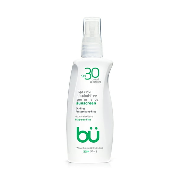 Bu SPF 30 Ultrafine WOWmist Sunscreen Spray - Clear, Water & Sweat-Resistant. Travel Sport Sensitive Skin (Fragrance-Free 3.3 oz)