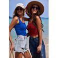 thumbnail image 3 of Ekouaer Women Halter Top Backless Scroop Neck Slim Stretchy Ribbed Knit Camisole Crop Tops, 3 of 6
