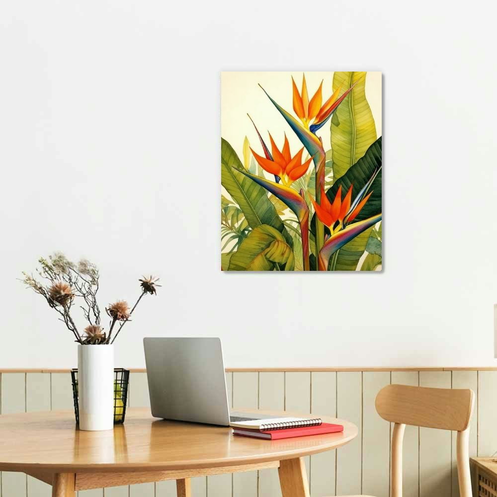 EastSmooth Tropical Bird of Paradise Canvas Wall Art Print, Tropical Artwork